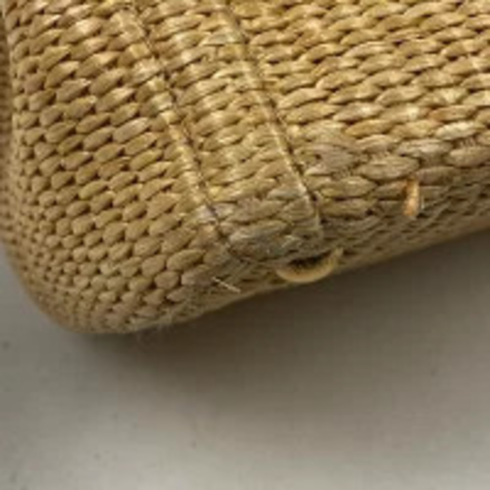 Prada plate tote bag basket handbag raffia beige Navy Blue - Picture 3 of 7